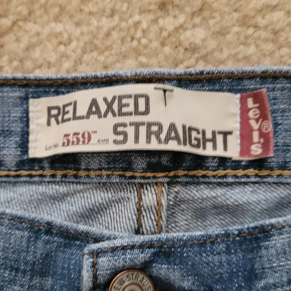 Levi's 559 Jeans Mens 36X33 (Tag 36X34) Blue Relaxed Straight Red Tab Jeans
